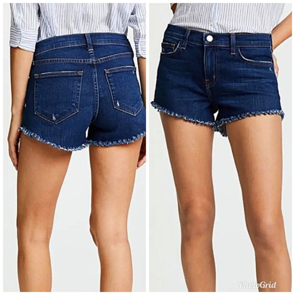 L'AGENCE The Zoe Perfect Fit Denim Shorts Raw Hem Size 25 NWT